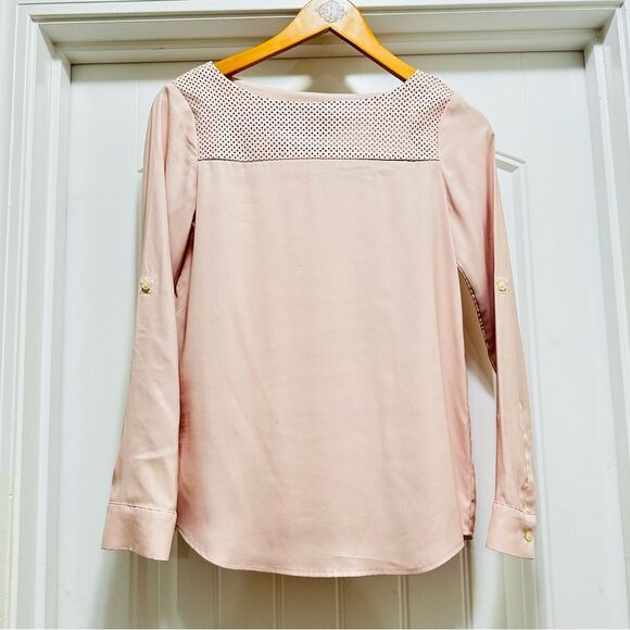 Ann Taylor Dark Navy & Blush Color Long Sleeve Blouses Size XXS - Picture 7 of 11